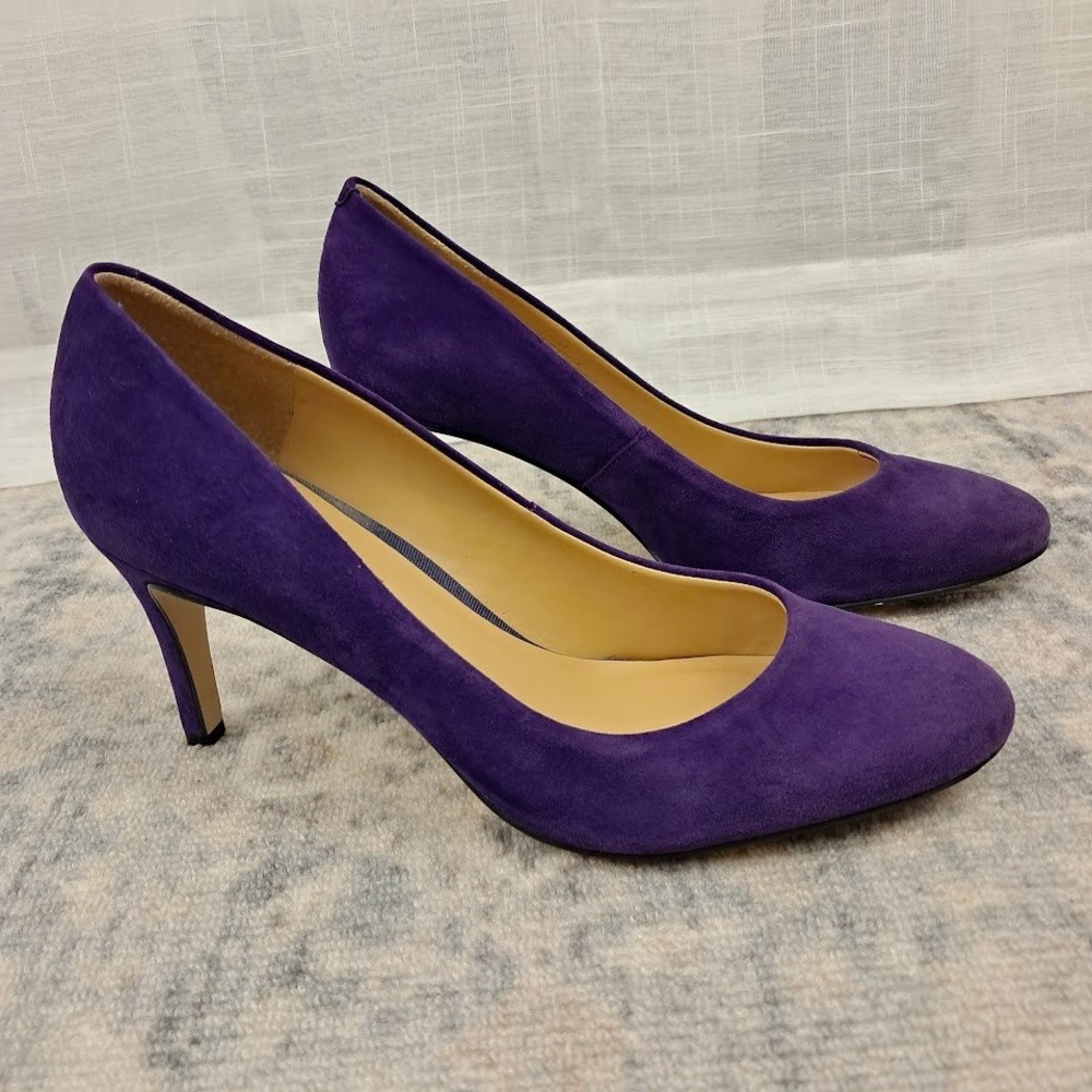 Talbots Purple Leather Suede Round Toe Pumps Classic Heels 7.5 Formal
